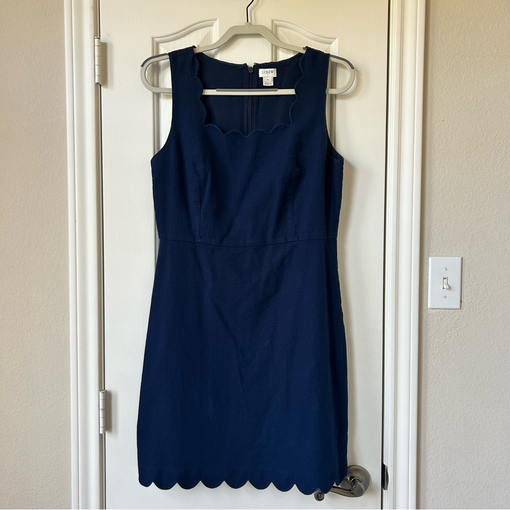 J Crew Navy Blue Scallop Dress Size 10